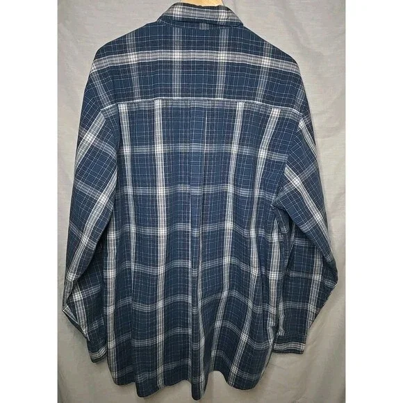 Wrangler Rugged Wear Wrinkle Resist Long Sleeve Button Shirt, Sz 2XT, Plaid Blue - Picture 5 of 8